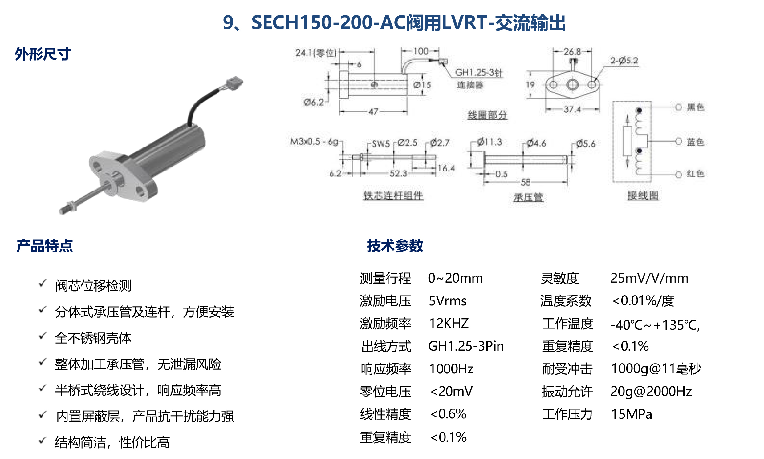 SECH300-360壓鑄機(jī)/注塑機(jī)主閥用LVDT-直流輸出